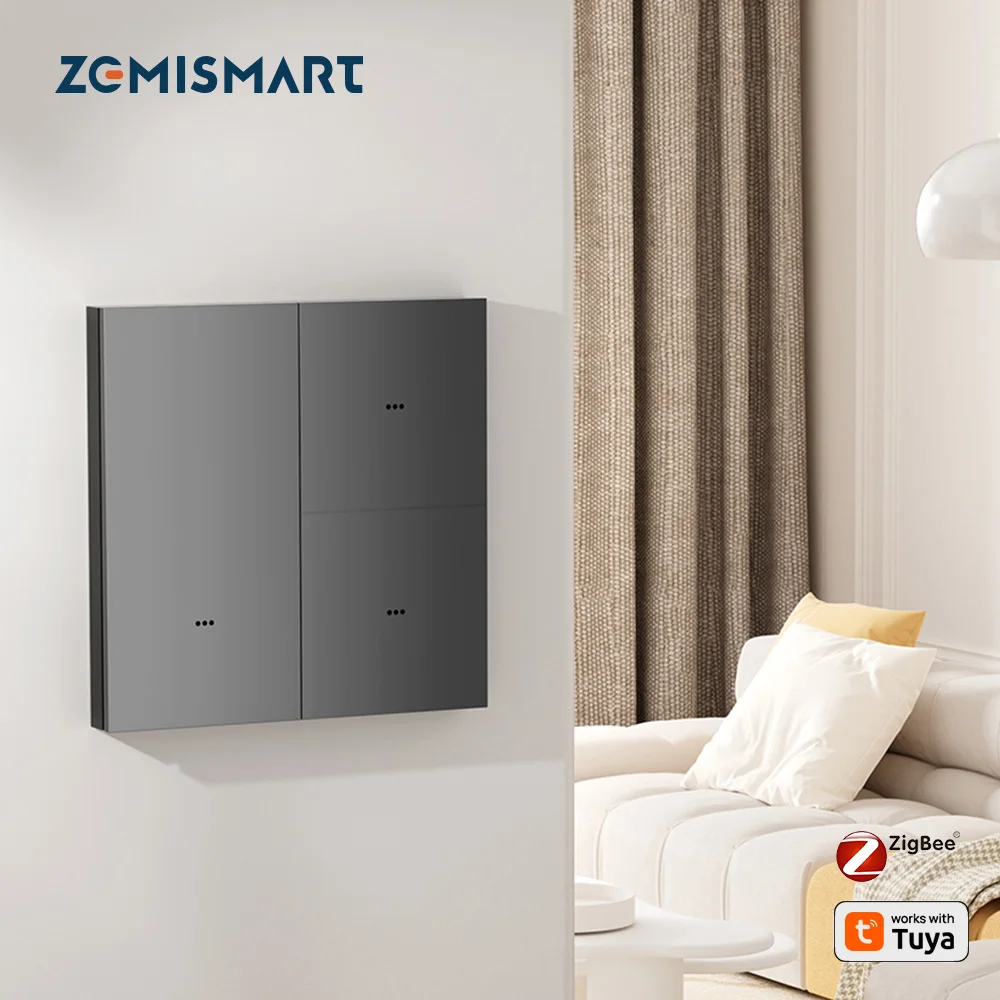

Zemismart K6 Zigbee Smart Switches with Wireless Scene Mode Work with Tuya Smart Life App Aluminum Alloy Gray 86 EU Type Panel