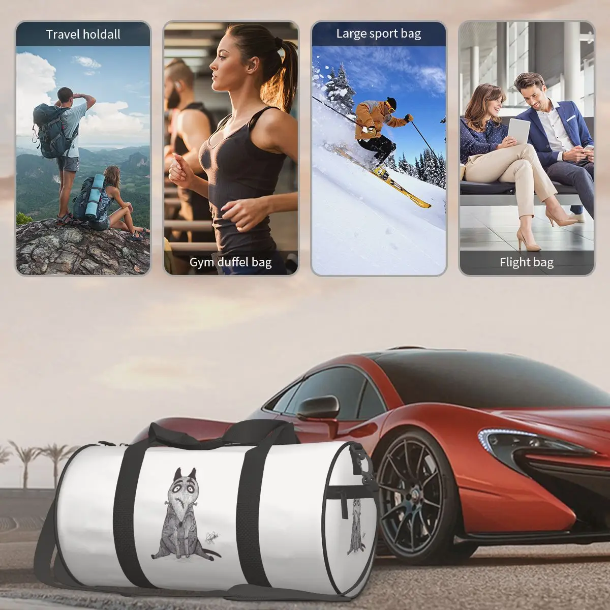 Sparky Dog Frankenweenie Large Duffle Gym Bag Waterproof Duffle Travel Bags Handbags Fitness bag