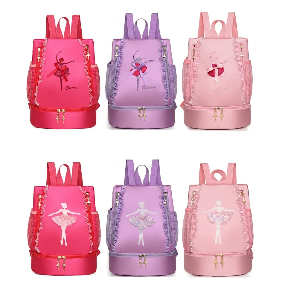 Personalisierte Stickerei Mädchen Ballett Dance Tasche Kinder Prinzessin Tanzen Rucksack Schule Rucksack Tasche für Latin Gymnastik Yoga Sport