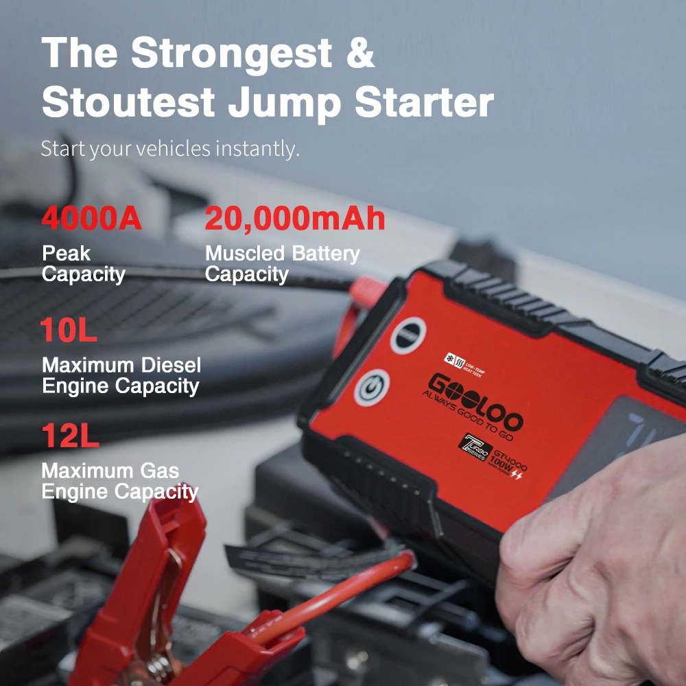 GOOLOO 12V Car Jump Starter 4000A Car Battery Starter 20000mAh Portable Power Bank Booster Auto Starting Device Emergency Start