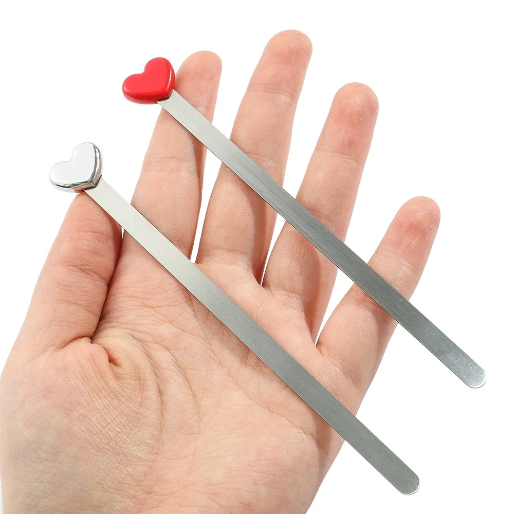 

Aesthetic Simple Design Black Sliver Love Heart Metal Bookmarks Creative Book Page Clip Bookmark Student Reading Mark Stationery