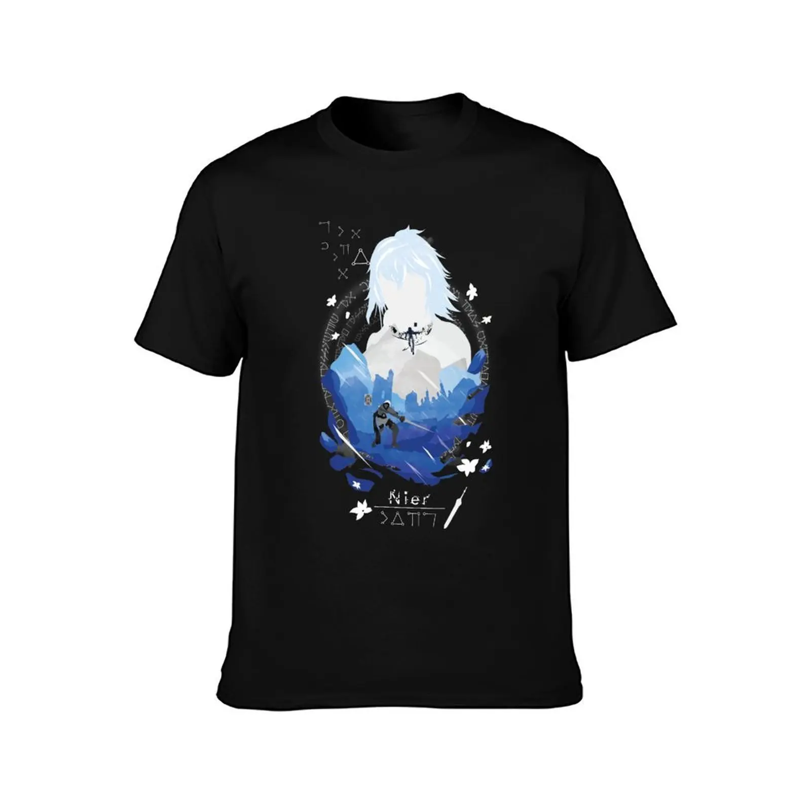 Brother Nier Negative Space T-Shirt, Summer Casual Cotton Tee, Oversized Streetwear Tops, Vintage Graphic Print, 100% Cotton