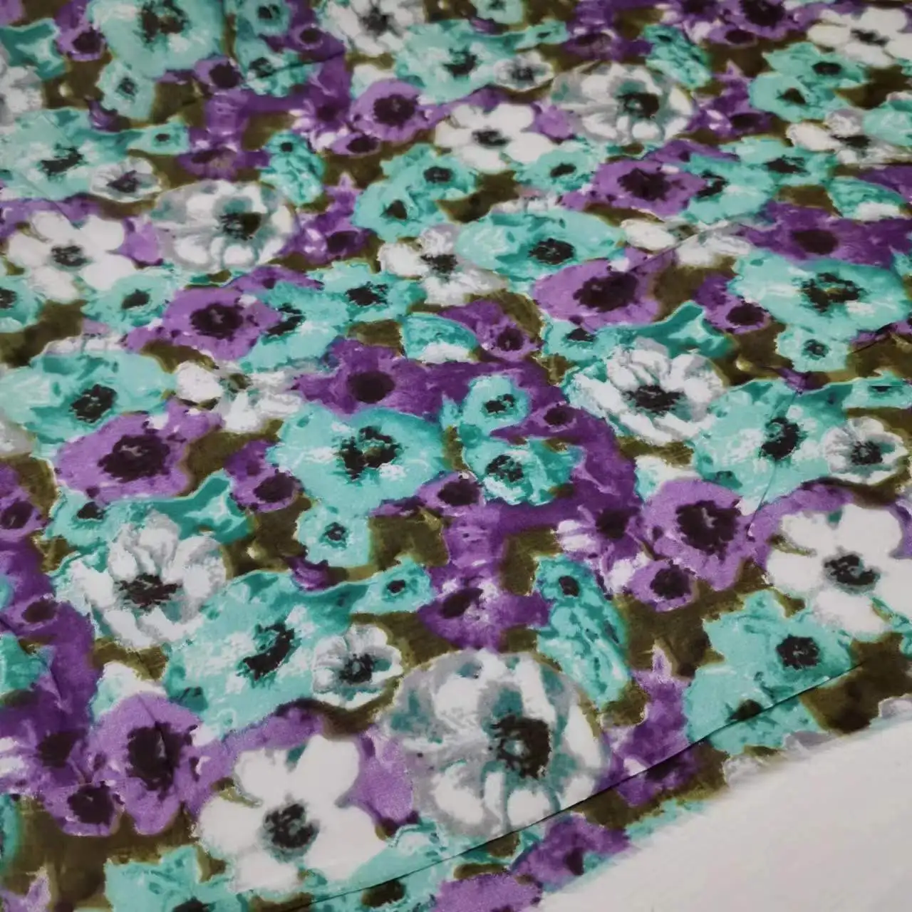 Floral New Silk Cotton Fabric  Mulberry Soie Breathable DIY Clothing Sewing Material