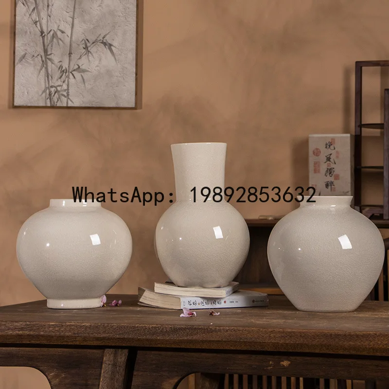 HP  Elegant Yellow Monochrome Glaze Ceramic Vase Simple Decorative Vase for Dried Flowers and Hydroponics Ceramic Vase