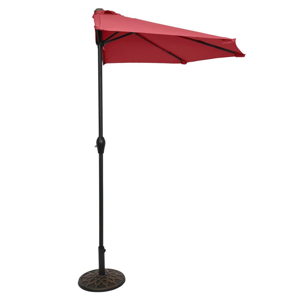 

9FT Outdoor Patio Half Umbrella Waterproof Folding Sunshade 270x135x243CM Wine Red/Top Color Easy to Use[US-Stock]