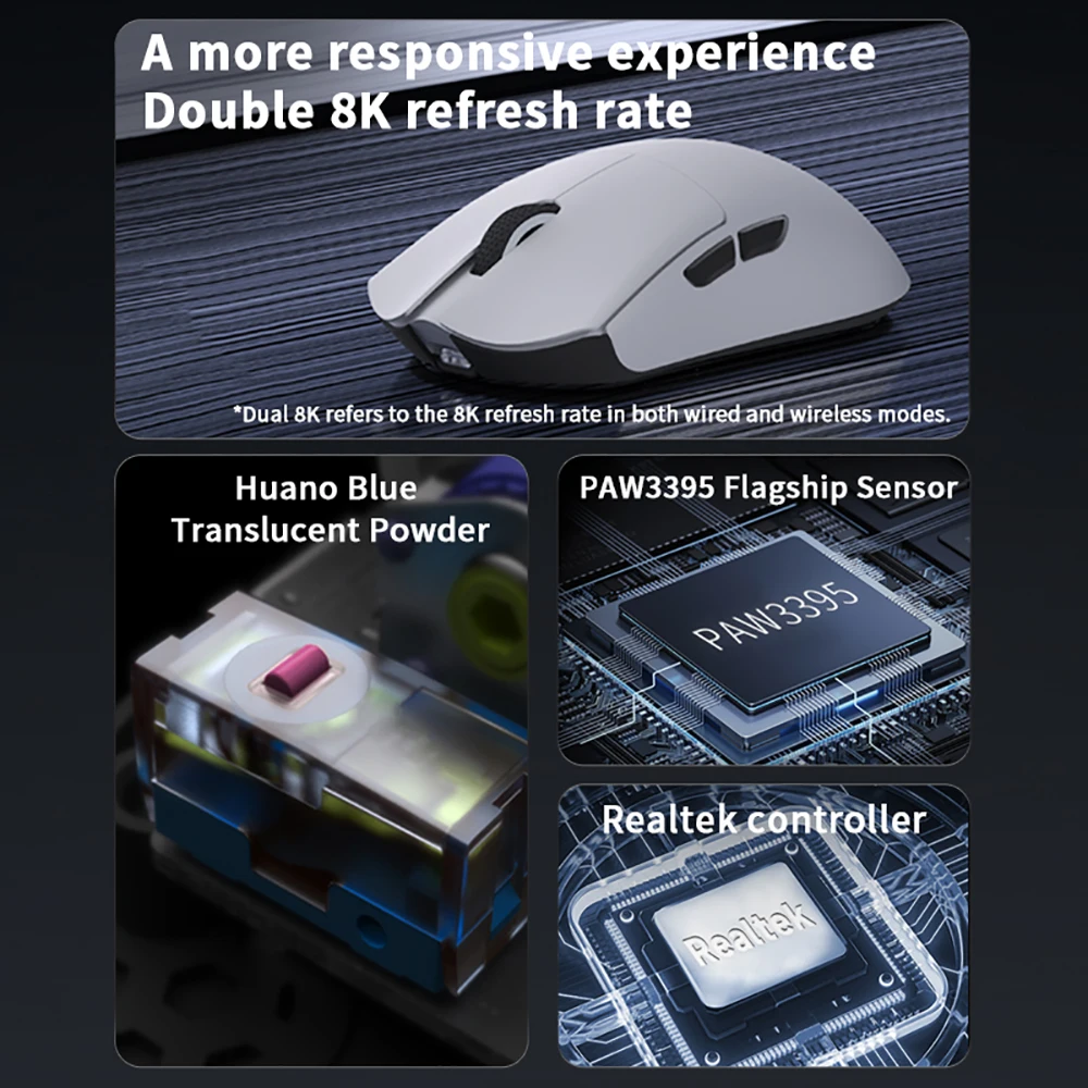 Motospeed Darmoshark M3 Mouse game, nirkabel Bluetooth 26000DPI PAM3395 optik Sensor komputer kantor TTC untuk Laptop PC