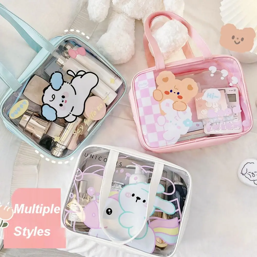 

Portable Cartoon Travel Cosmetic Bag Large Capacity Waterproof Wash Bag Transparent PVC Storage Pouch