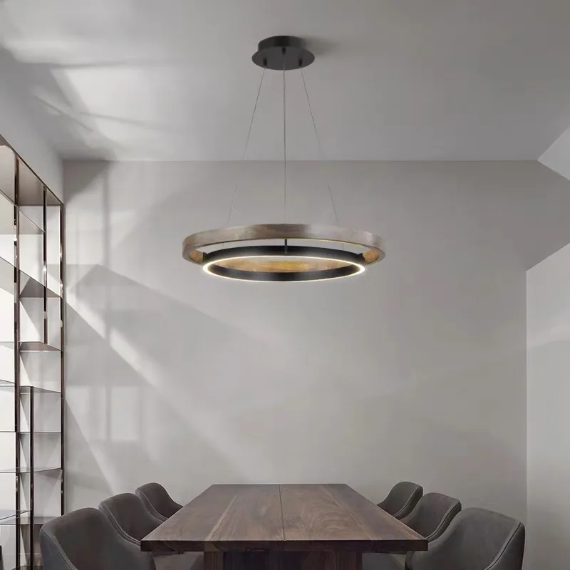 Nordic Chandelier Dining Room Chandelier LED Bedroom Living Room Modern Double Circular Lamp Villa Kitchen Table Chandelier