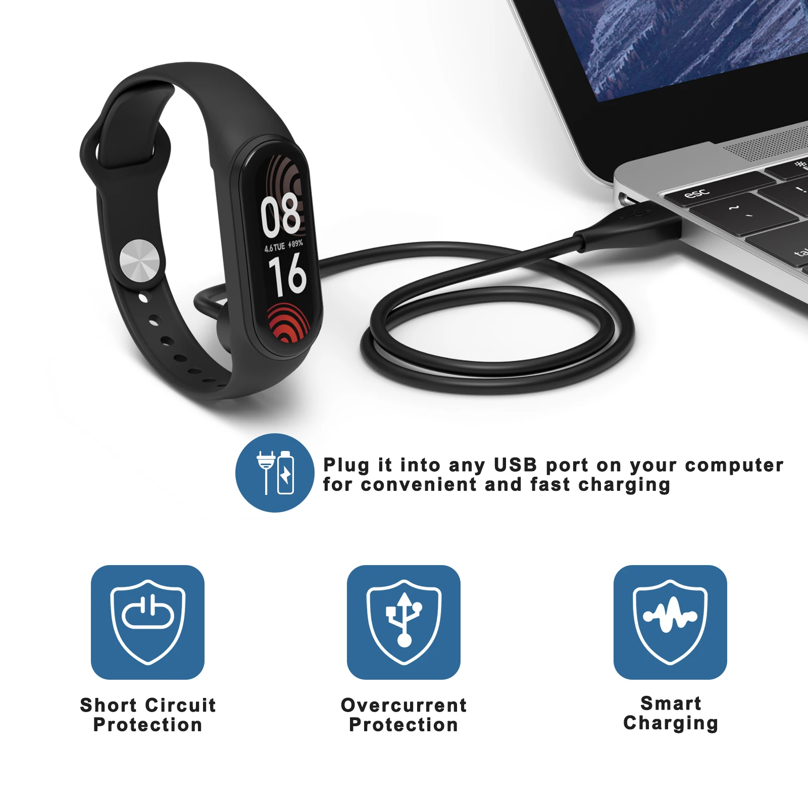 2Pcs USB Charger Cable For Xiaomi Mi Band 5 6 7 Charging Dock For Xiaomi Mi Band 6 Wired Charger Smart Watch Accessory