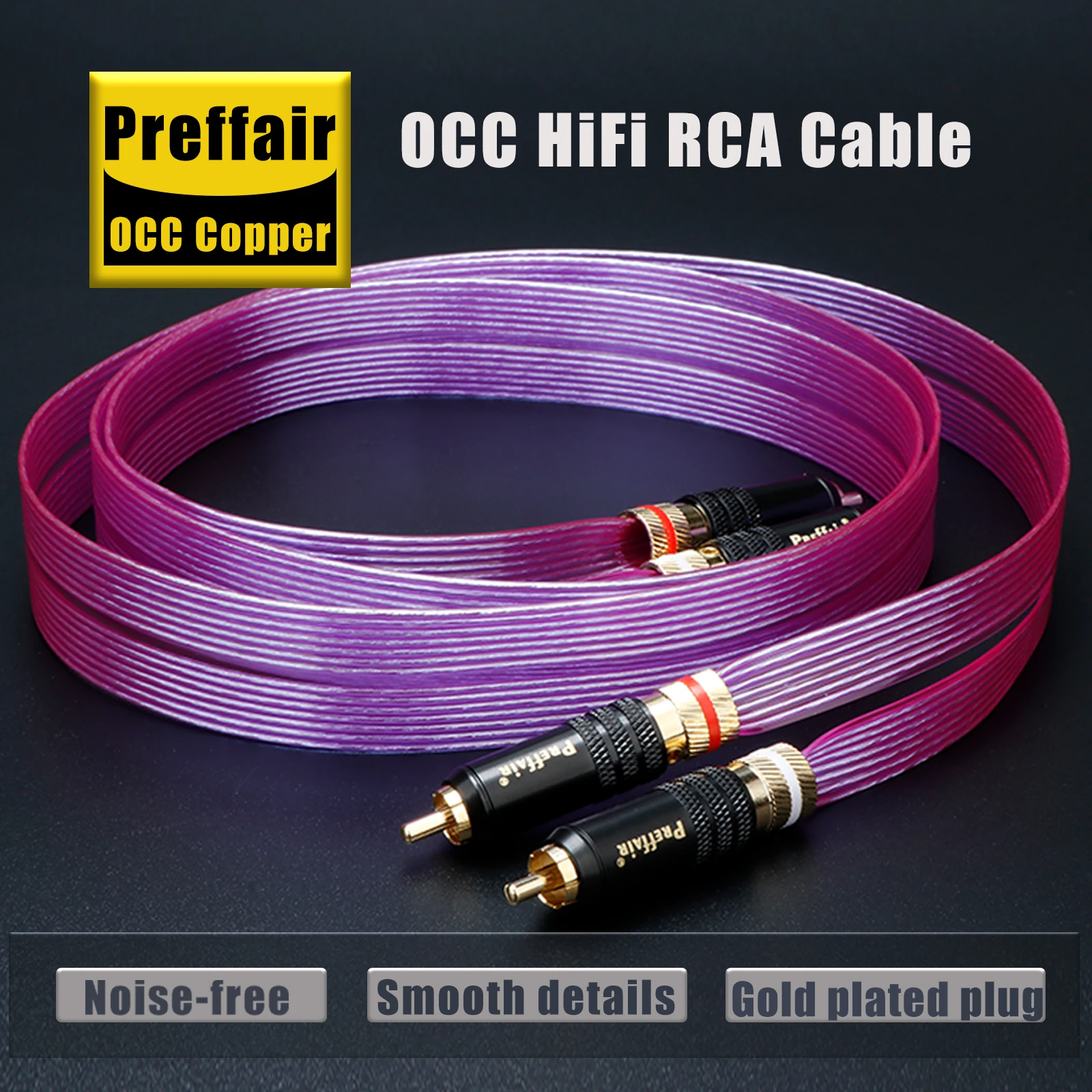 One Piece Audiophile RCA Cable 7N OCC Silver Plated Signal RCA Cable RCA Signal Wire RCA Plug for Amplifier DAC Soudbox