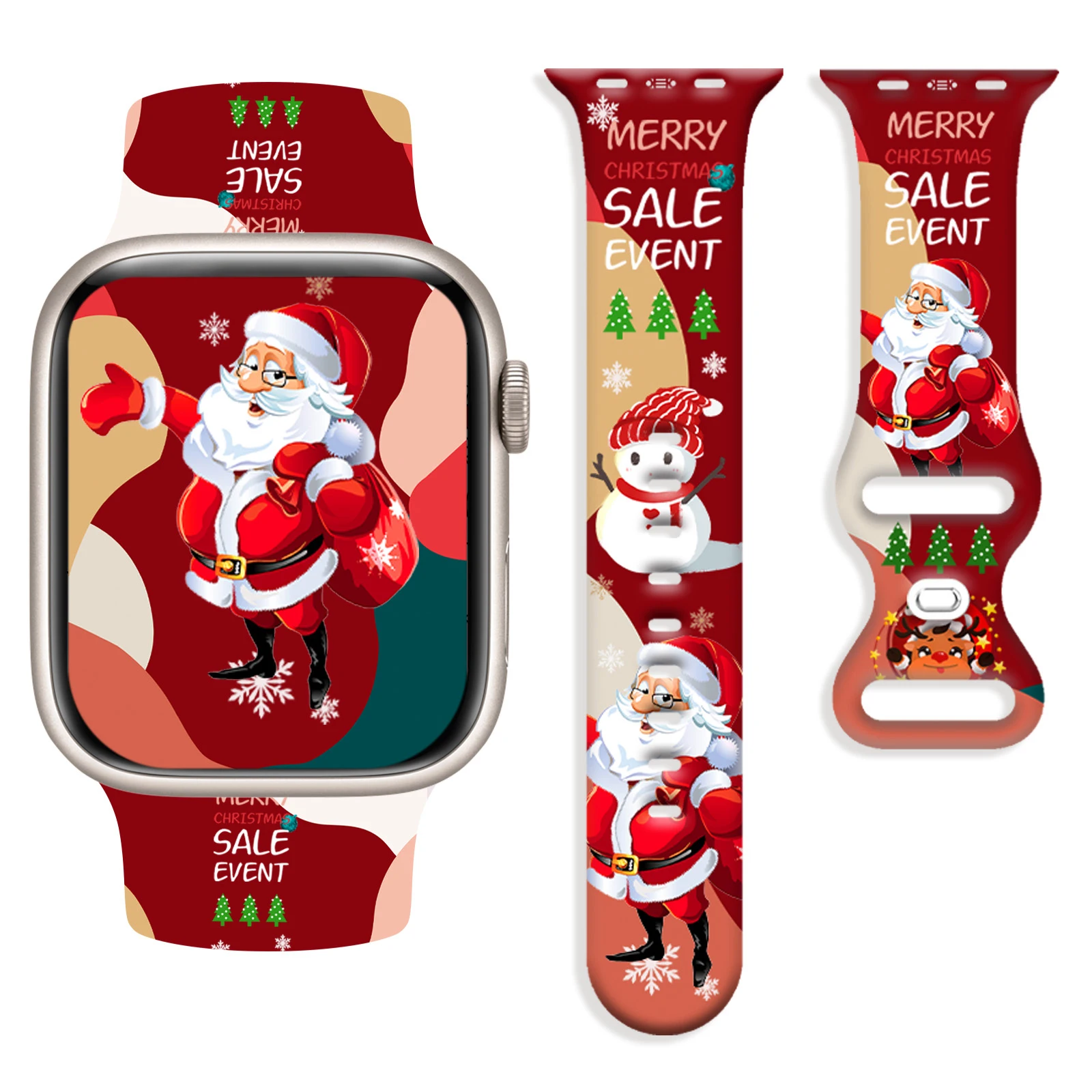 

Christmas series printed watch strap for Apple Watch 11 10 9 8 7 Silicone Band Replaceable Bracelet for iWatch 38mm 40mm 41mm