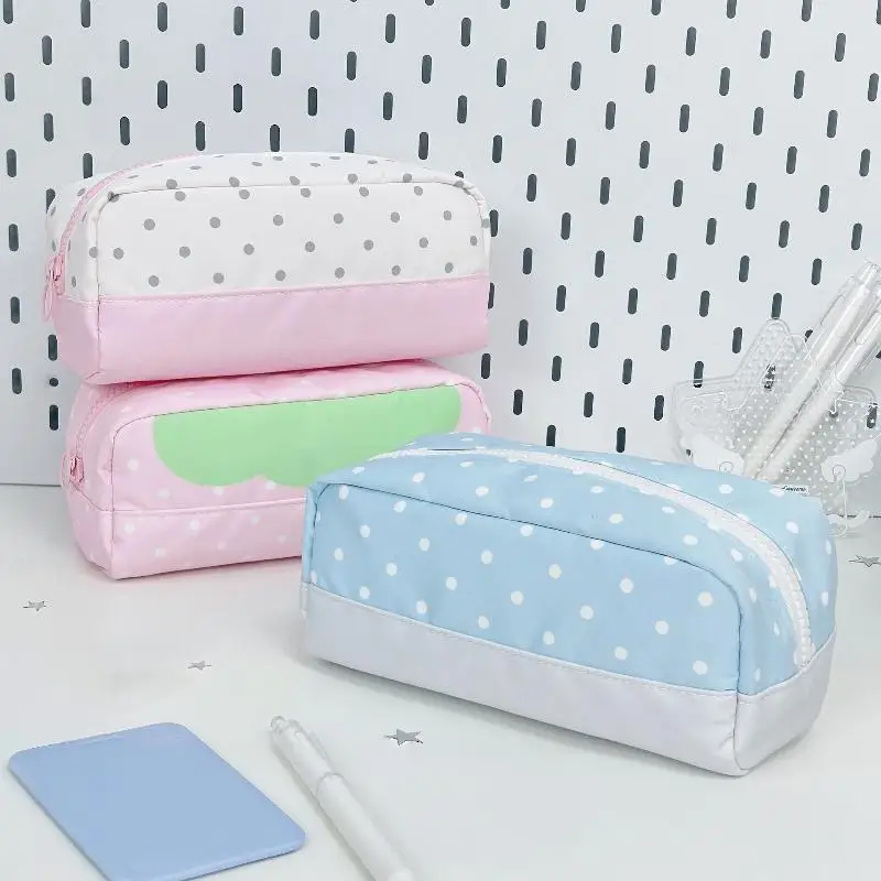 Pencil Case Strawberry Polka Dot Large Capacity Cute Versatile Stationery Storage Bag Daily Desktop Organization