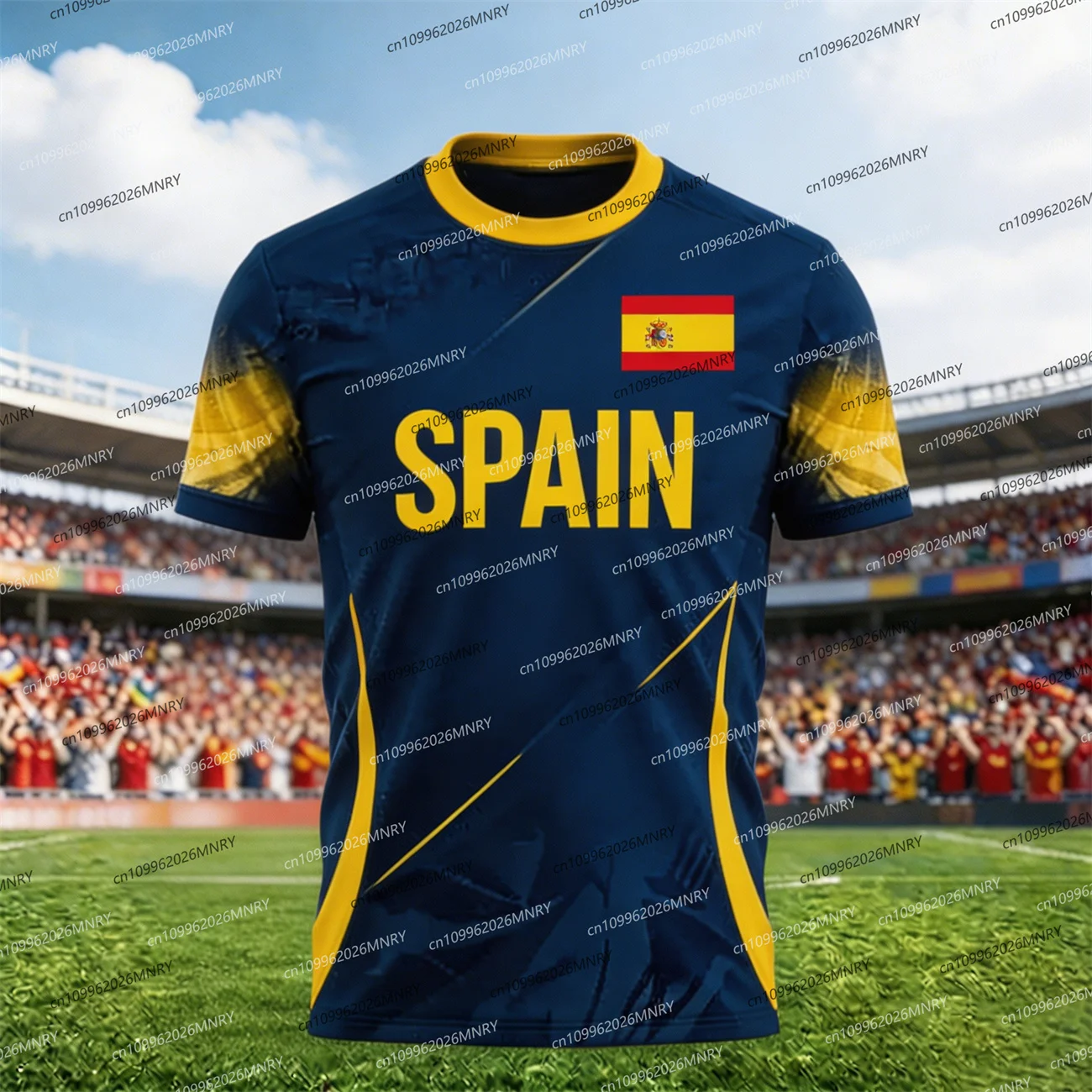 2026 Spain Flag Emblem tshirt Fan Jersey Men T Shirt Spain Soccer Jersey T-shirts For Men Spain Jersey Fashion Men's clothing - view 5