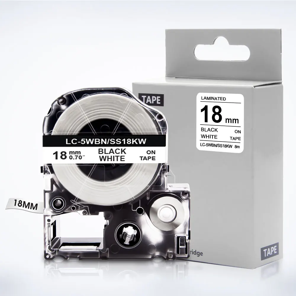 Imagem -02 - Fita Branca para Epson Compatível para Epson Kingjames Lw300 Lw400 Lw600p Ss18kw Lc5wbn9 Lk-5wbn 18 mm 10 Pcs Preto na
