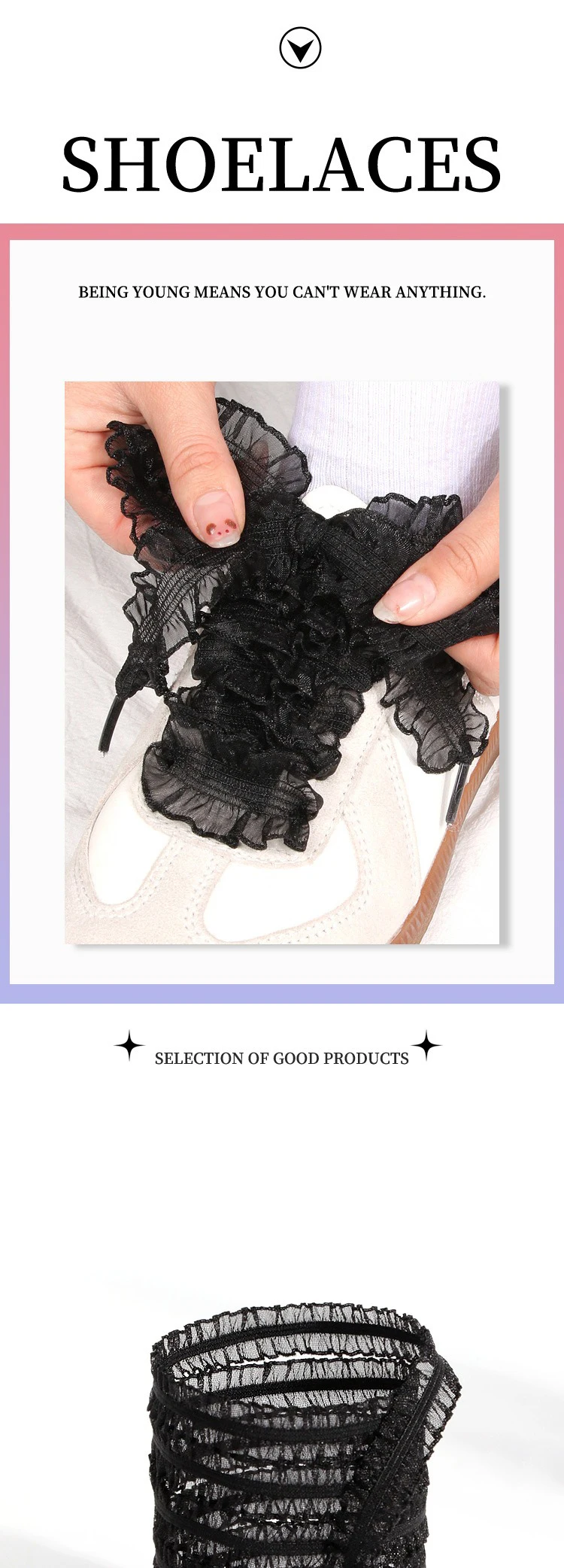 Rüschenbesetzte, transparente Schuhbänder aus Organza mit Schleife, süße, alltagstaugliche Schuhaccessoires für flache Sneaker und Freizeitschuhe. – Detail 12