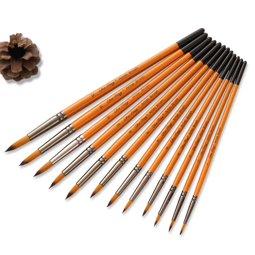 Professional Watercolor Paint Brushes Set, 12Pcs Nylon Hair Round Pointed