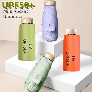 UPF50+ Mini Pocket Umbrella Sun Shade Umbrella Portable Vinyl Folding Rain Travel Umbrella UV Protection Parasol Capsule 우산