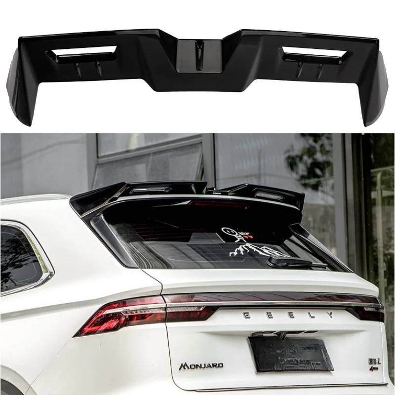

For GEELY Monjaro 2021 2022 2024 Rear Trunk Tail Wing Spoiler Car Quarter Window Body Kit Accessories ABS Carbon Fiber Pattern
