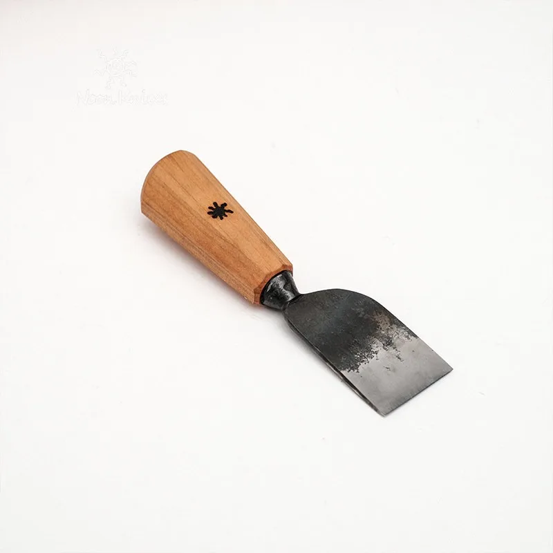 52100 Carbon Steel Blade with Cherry Wood Handle - 40mm Precision Cuttic for Leathercraft DIY - Leather Skin Knife
