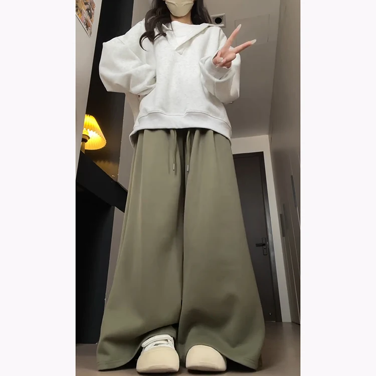 Military ein Dstring-Jogginghose für Damen, 2025, neue Frühherbst-Lazy-SLE-amerikanische Sporthose, drapiert, schlankmachend, bodenlang...