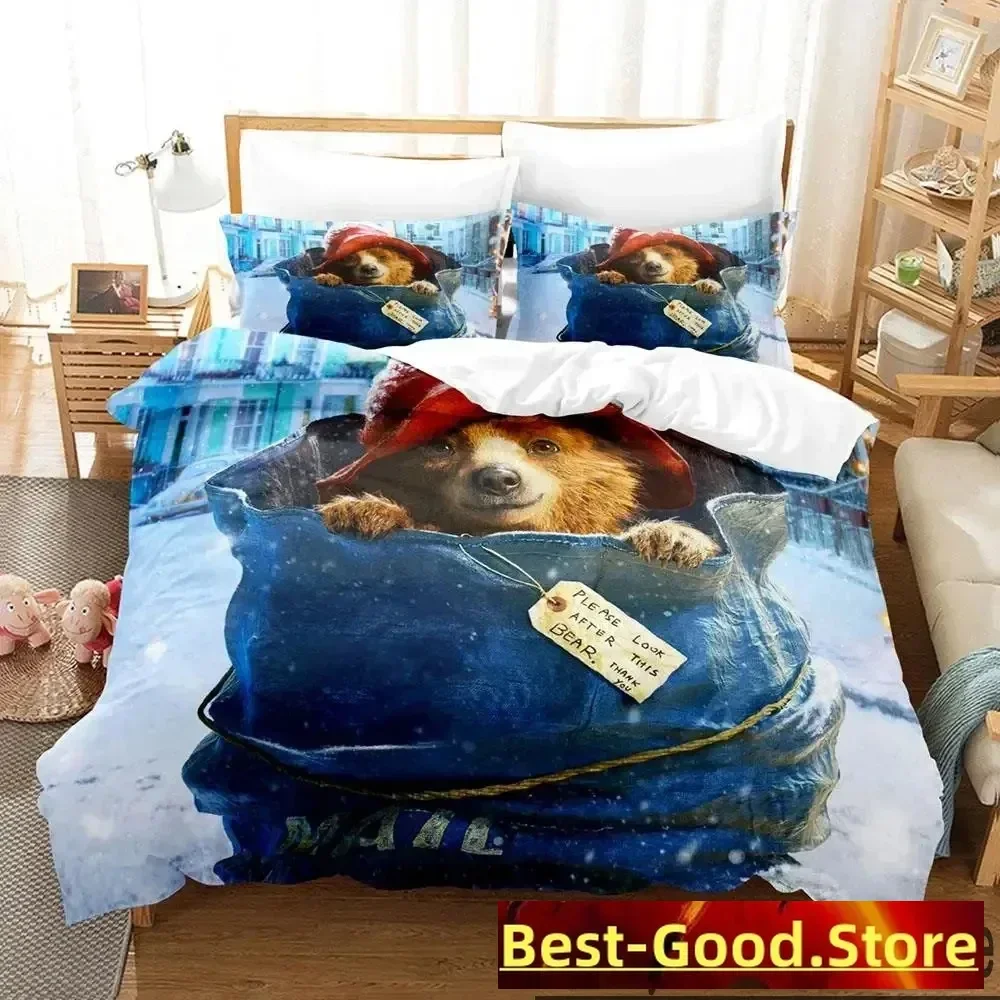 3D Print Cartoon Paddington Bear Bedding Set Duvet Cover Bed Set Quilt Cover Pillowcase Comforter king Queen Size Boys Adult