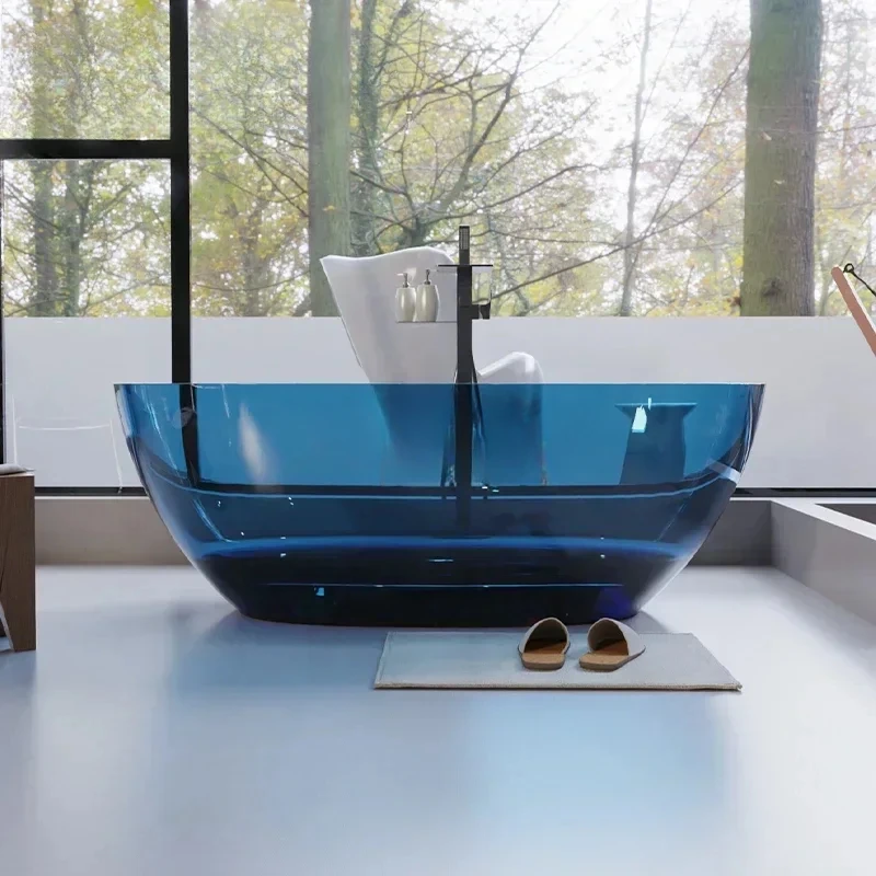 

Y ATransparent resin Color crystal bathtub Egg-shaped artificial stone bathtub Independent integrated
