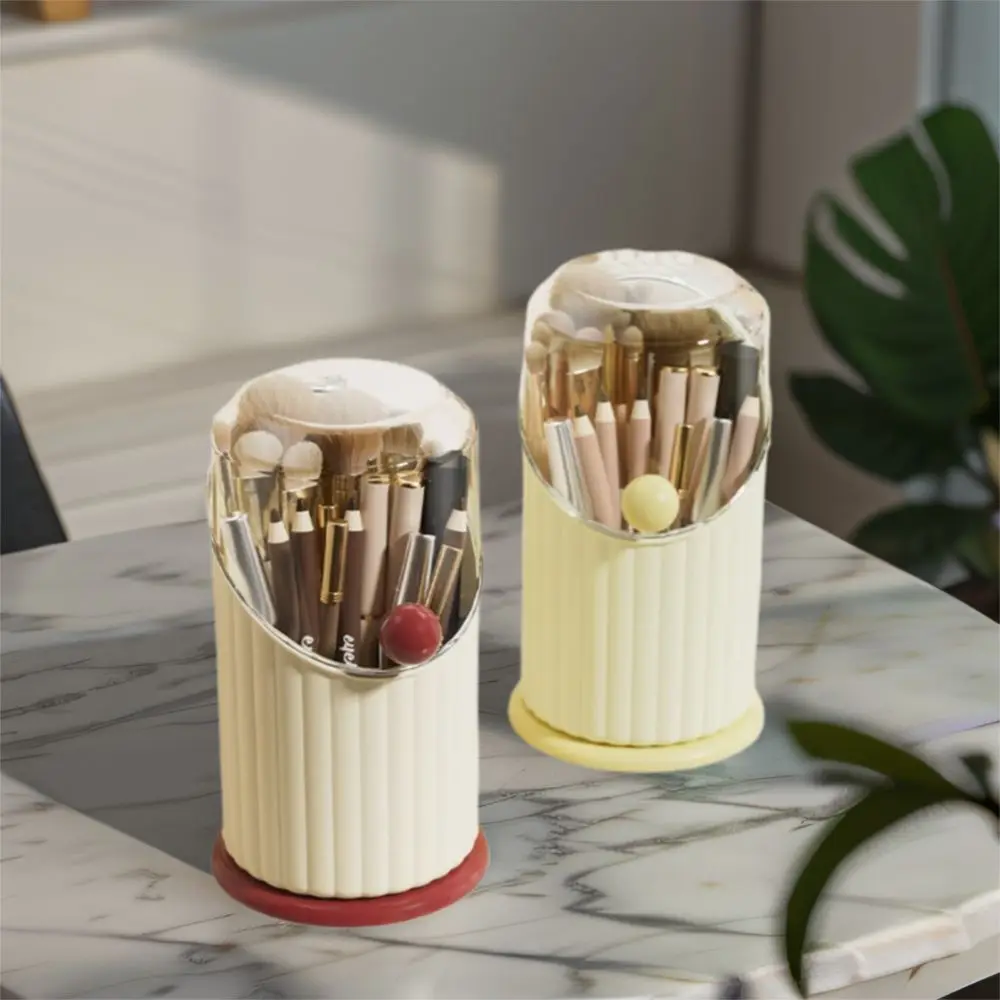

Large Capacity Makeup Brushes Storage Box Dustproof Waterproof Desktop Storage Box Plastic with Transparent Lid Pencil Holder