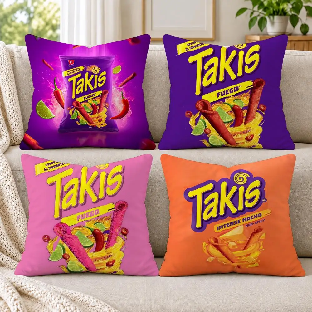 Funny Food C-Chips Takis Cushion Cover Short Plush Double-Sided Printing Sofa Bedroom Pillow Case Aesthetic Home Decor