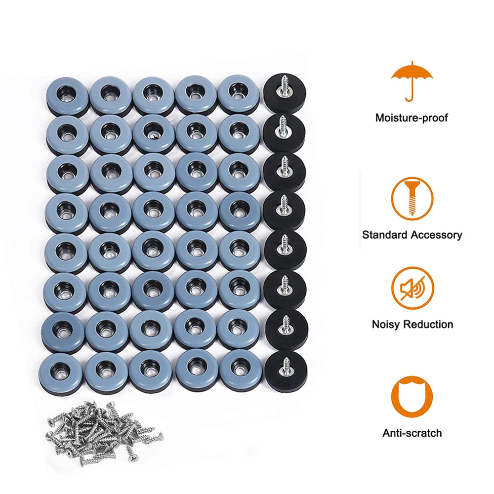 48Pcs Meubels Zweefvliegtuigen Ptfe Gemakkelijk Moving Sliders Met Schroef Floor Protector Voor Betegelde Hardhouten Vloeren (25Mm Ronde)