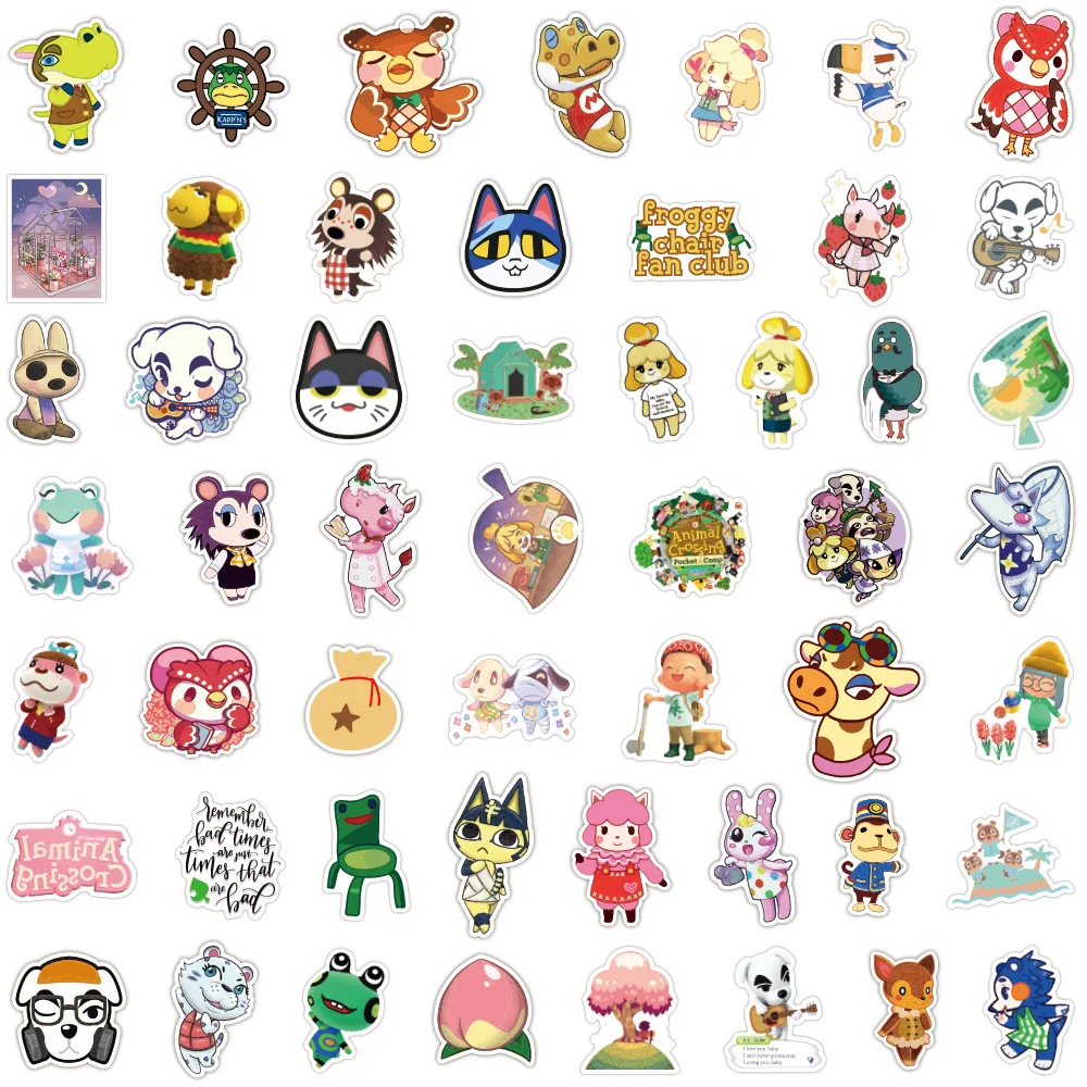 10/30/50PCS Animal Crossing Friends Club AnimalCrossing Personality Trend Guitar Decoration Sticker Water Cup Sticker  Wholesale