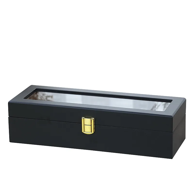 LENNIK Matte Black Hardware Watch Box Transparent Anti-Magnetic Dustproof Watch Display Storage Box Multiple Sizes