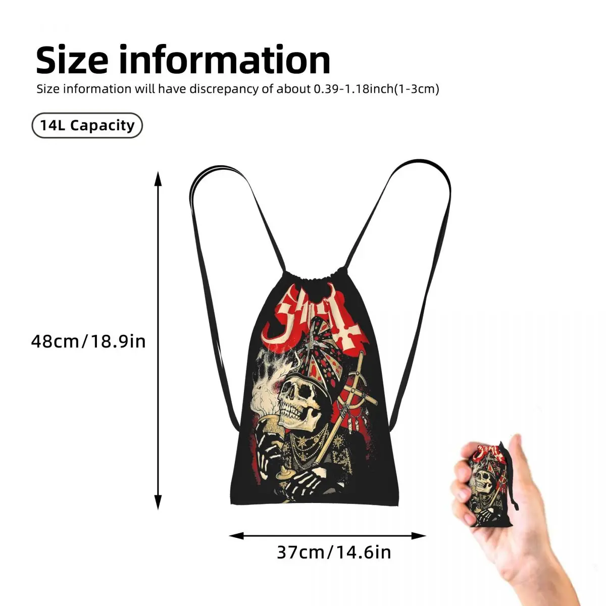 Swedish Rock Band Horror Ghost Drawstring Backpack hiking cycling Bag Lightweight Foldable Storage Drawstring Bag for Men Women