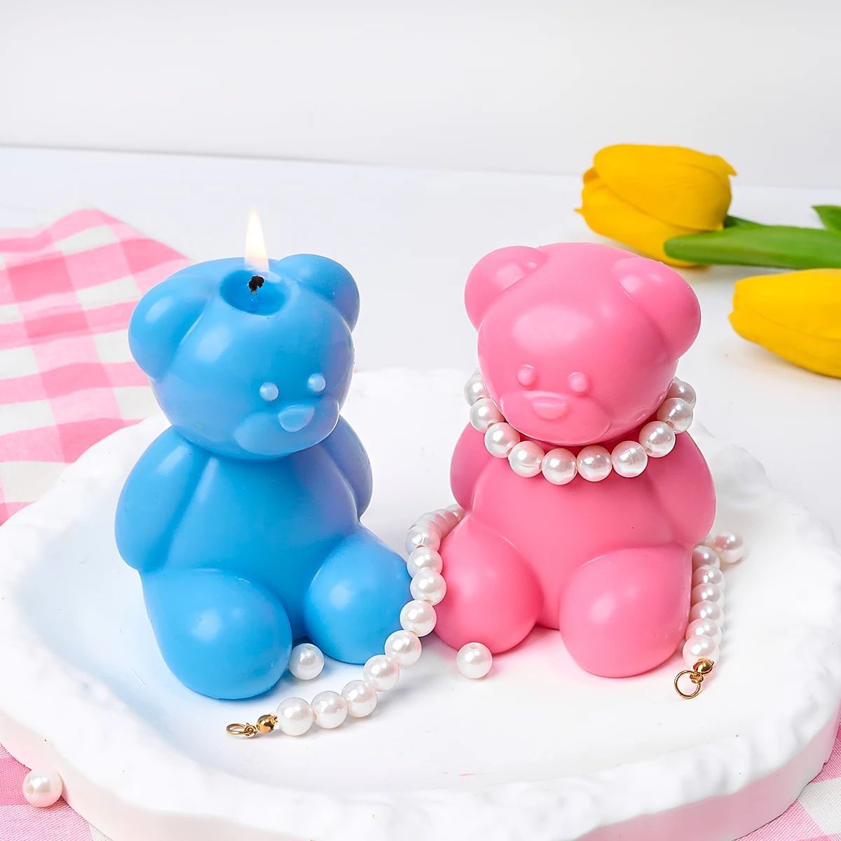 Sitting Bear Silicone Molds DIY Cute Animal Aroma Candle Soy Wax Making Resin Mold Birthday Diffuser Candle 3D Wedding Souvenirs