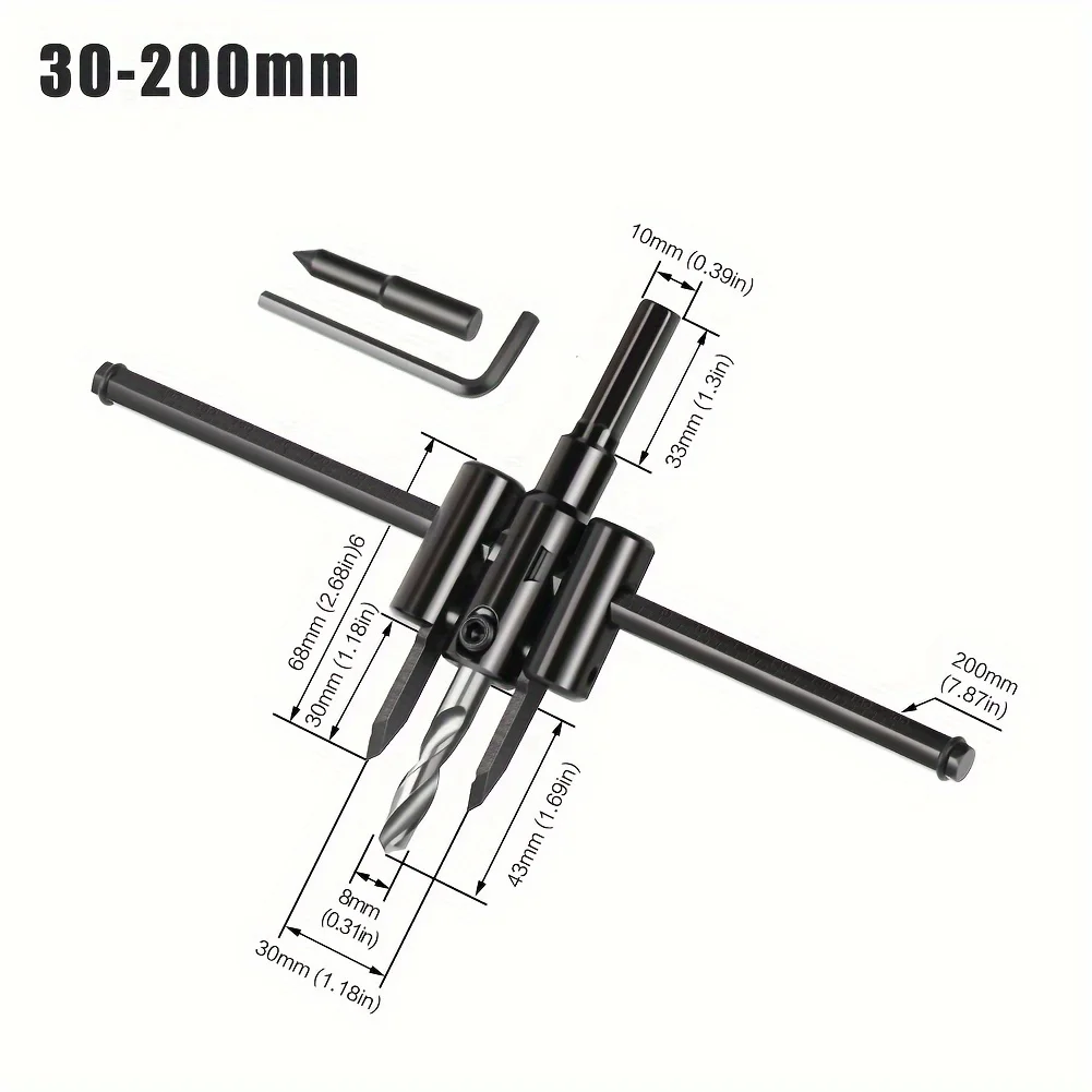 30-120/200/300mm Adjustable Circle Hole Cutter Wood Drywall Drill Bit Saw Round Cutting Blade Aircraft Type DIY Tool view 4