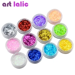 12Pcs/Set Nail Sequins Colorful 3D Thin Confetti Hollow Heart Alphabet Sparkly Glitter Acrylic UV Gel Polish DIY Nail Art Decor