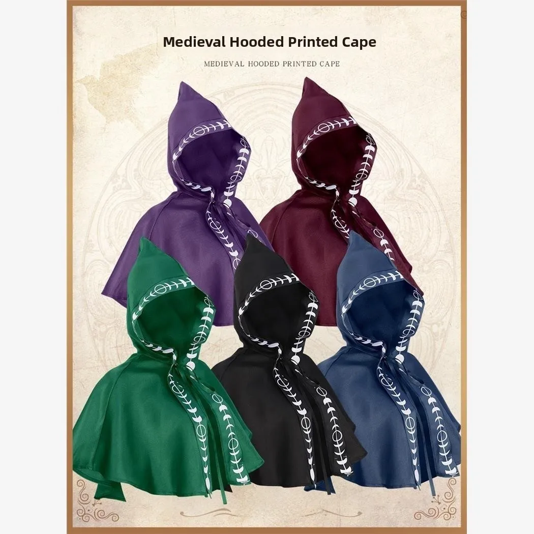 

Medieval Role Hat loween Cosplay Stage Costume Hooded ort Print Cowl Ne Robe for Women under 7 Years Old Spring 2025