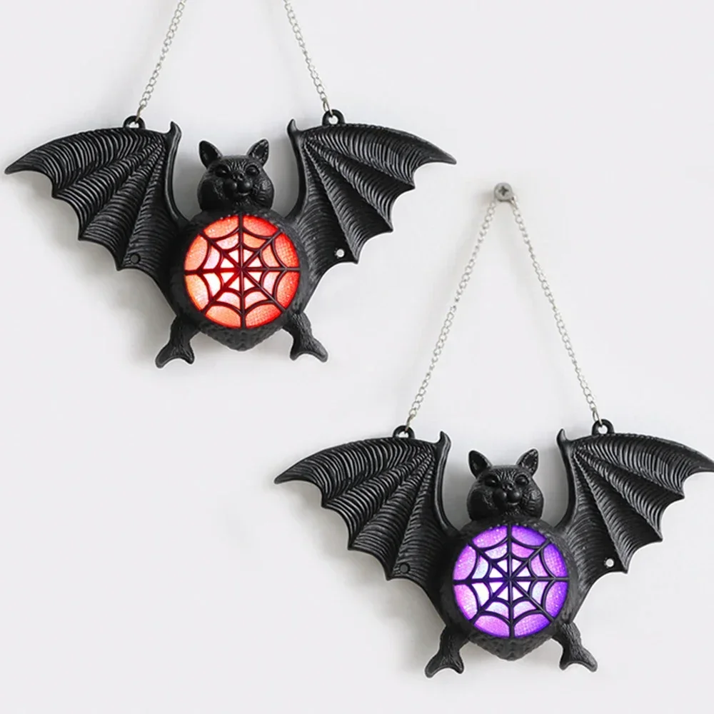 1pc/ 3pcs Halloween Bats Lantern, Colorful Gradient Plastic Bats Light, Scary Hanging Bats Lantern for Halloween Home Decor