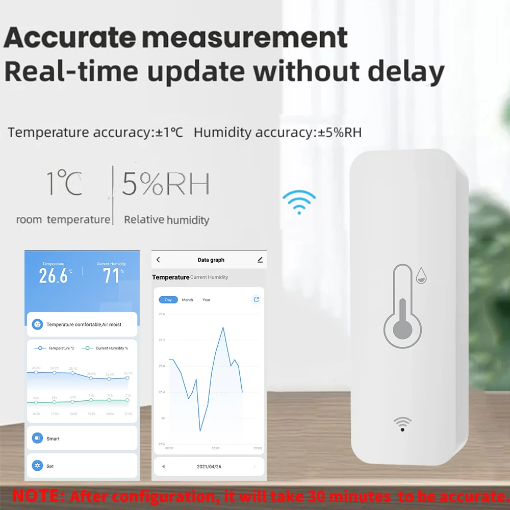 Tuya  Temperature Humidity Sensor Thermometer Hygrometer Via APP Smart Life Remote Control Work Thermometer image 6