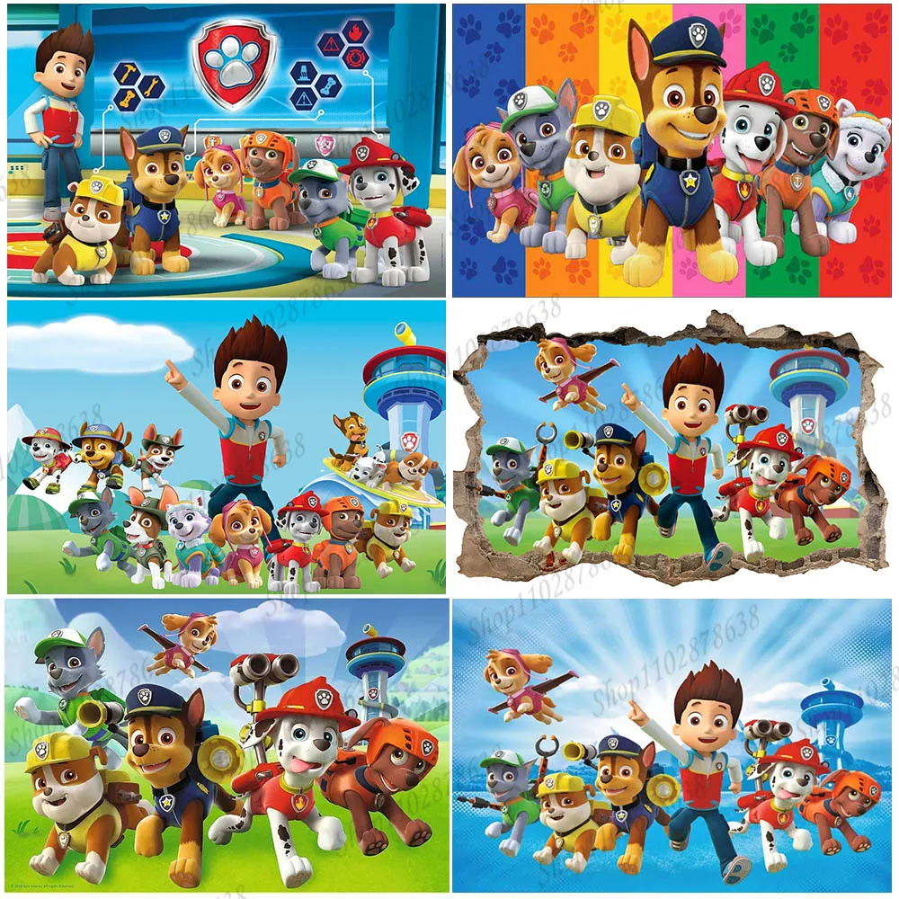 

Paw Patrol Birthday Backdrop Decoration Kids Girs Boy Party Photography Background Puppy Event Banner Poster Photo Studio Props