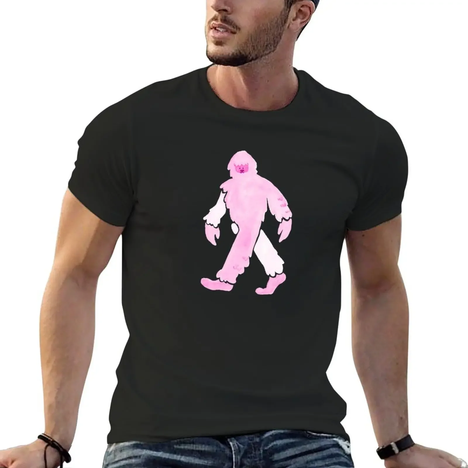 Pink Bigfoot T-Shirt basketball graphic tees customs design your own street wear quick-drying tee shirts for men