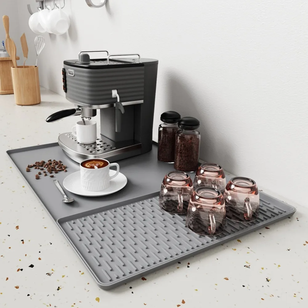 

Easy To Clean 2 in 1 Coffee Machine Mat Silicone Insulated Coffee Bar Mat Non-slip Detachable Countertop Pad Table