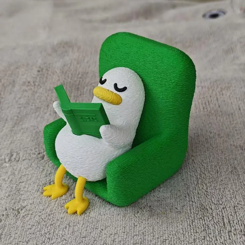 Creative Lazy Duck Figurine 3D Printed Decoration Reading Duck Ornaments Animal Shape Laying Duck Statue Holiday Gift