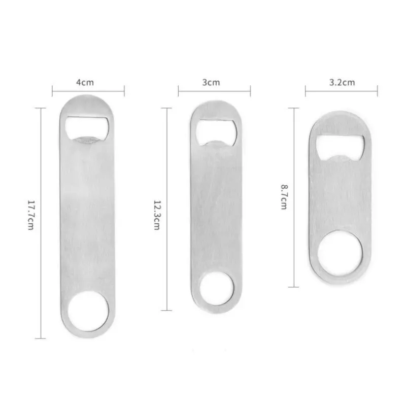 1PC Durable Beer Bottle Opener Stainless Steel Flat Speed Bottle Cap Opener Remover Bar Blade Kitchen Tool