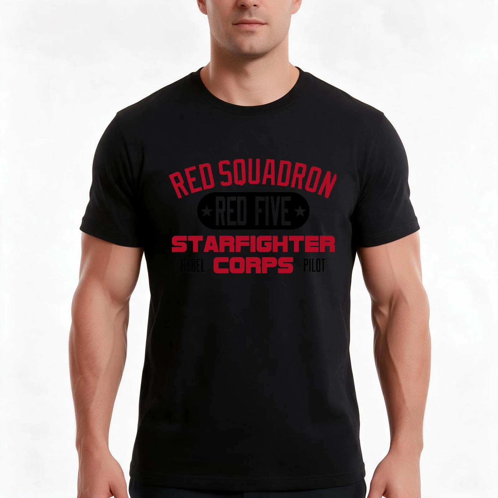 Red Squadron T-Shirt, Classic Crew Neck Shirt, Breathable Cotton Everyday Tee