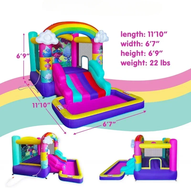 Inflatable Bouncy Castle with Slide, Outdoor Indoor Bounce House with Ball Pit