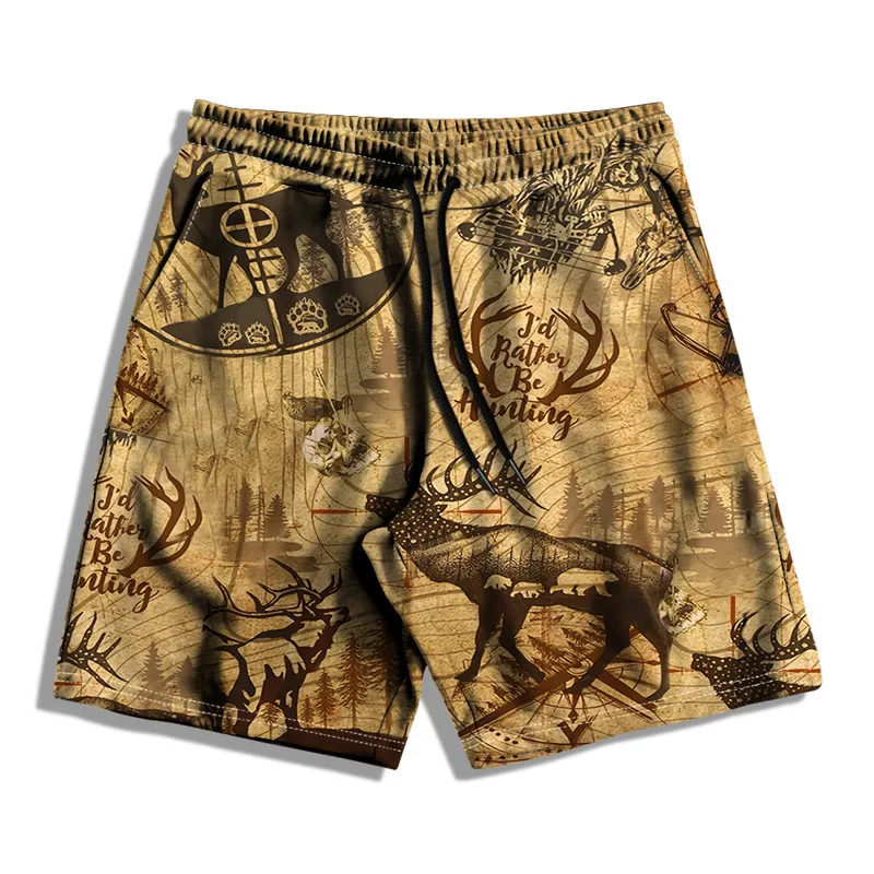 

Гавайские пляжные шорты с 3D принтом «Охота на лося», мужские брюки для доски, большие купальники для серфинга, плавки на шнурке, детская одежда