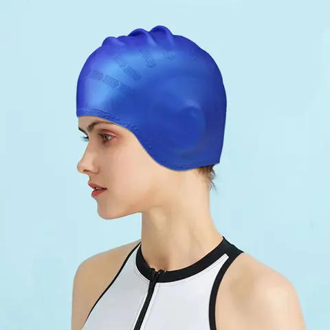 2 st silikon badmössa heltäckande män kvinnor dykning badvatten sportskyddande mössa 6 best sales badkläder - №3