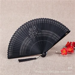 High Quality Bamboo Folding Fan Chinese Style Hollow Carving Dance Hand Fan Japanese Room Decor Wedding Party Home Gifts