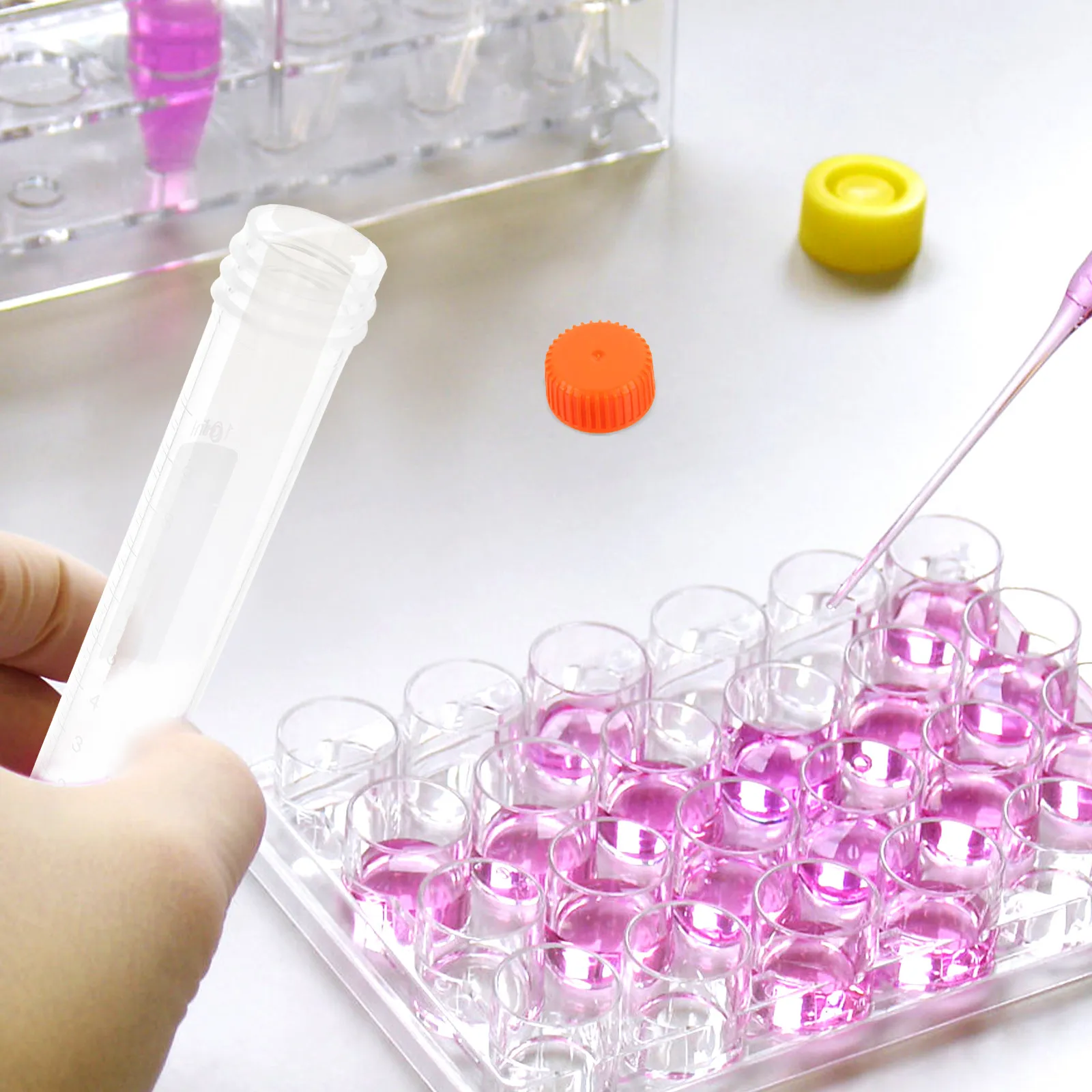 20 Pcs Liquid Sampling Vials Plastic Storage Tube Mini Test-tube Bottle Tubes with Caps