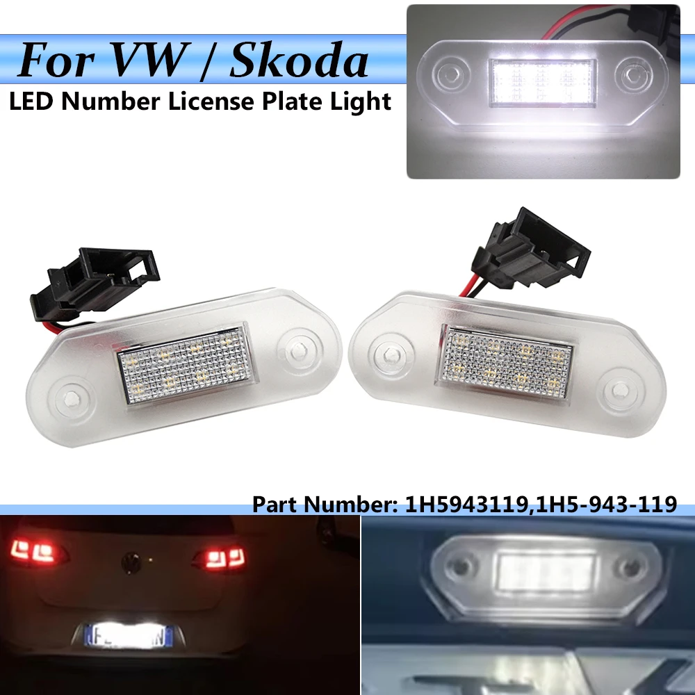 LED Number License Plate Light 2PCS 1H5943119 For VW Golf III Vento A3 Jetta Gol 2 3 Hatchback Skoda Octavia I